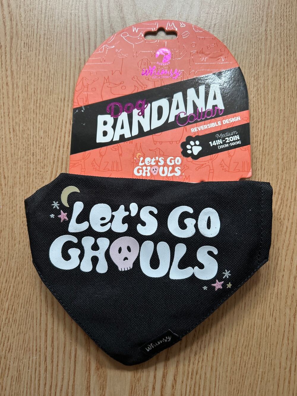New Doggie🐶 Halloween 👻🩻Print & Pink Bandana Reversible Collar Medium 14"-20"